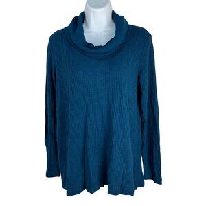 J. Jill Womens Size XS Cowl Neck Long Sleeve Waffle Knit Pullover Sweater